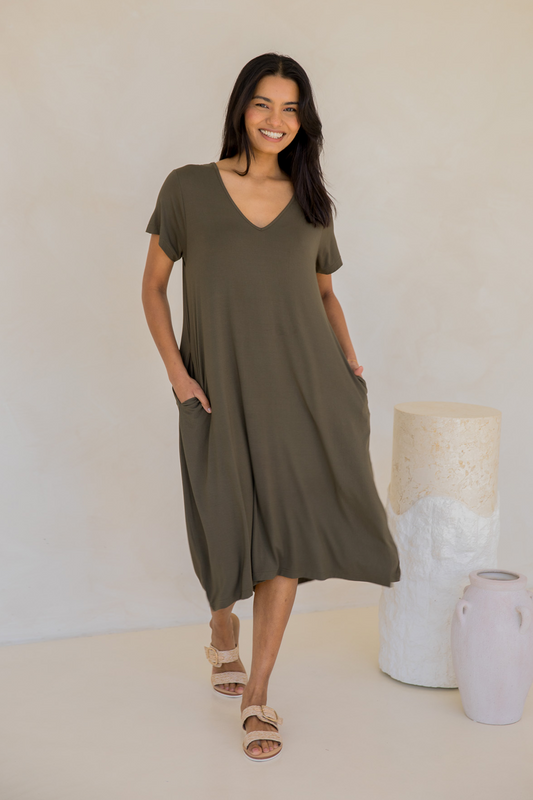 T-Shirt Dress | Moss Green