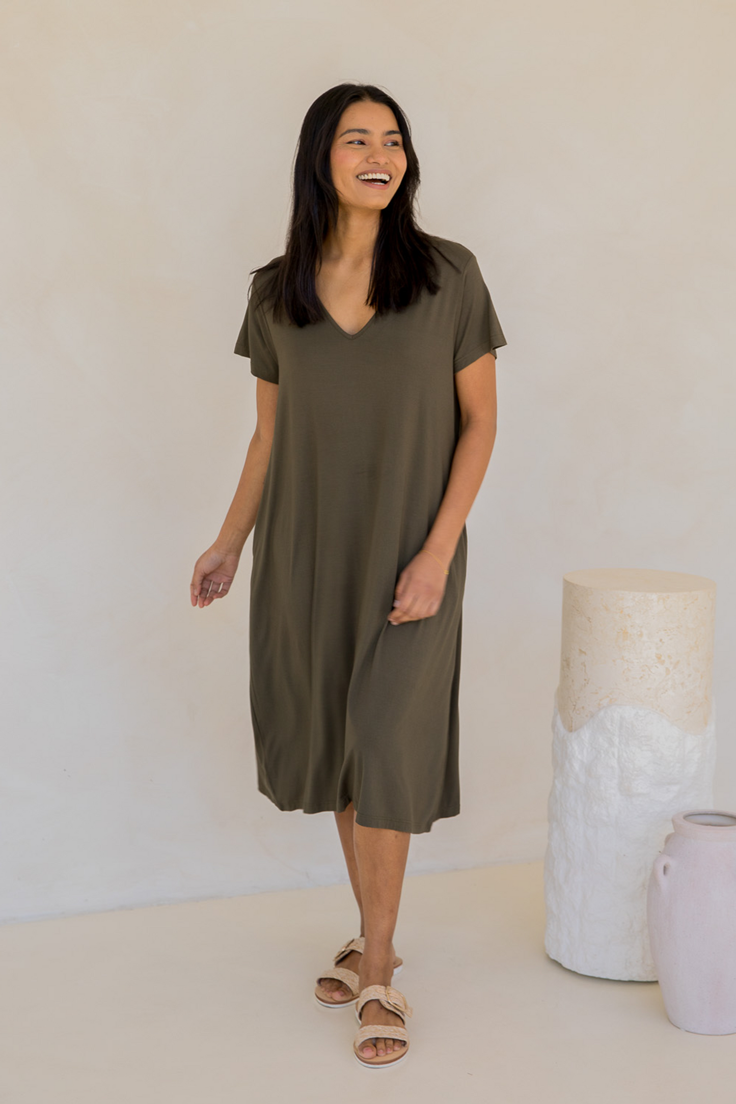 T-Shirt Dress | Moss Green