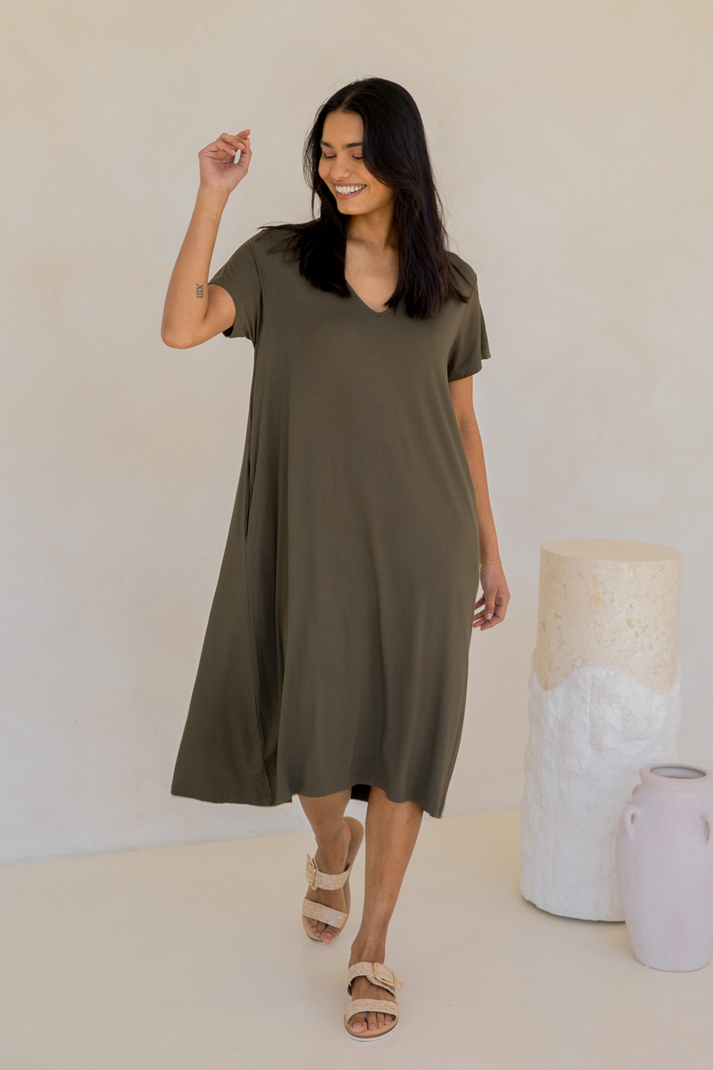 T-Shirt Dress | Moss Green