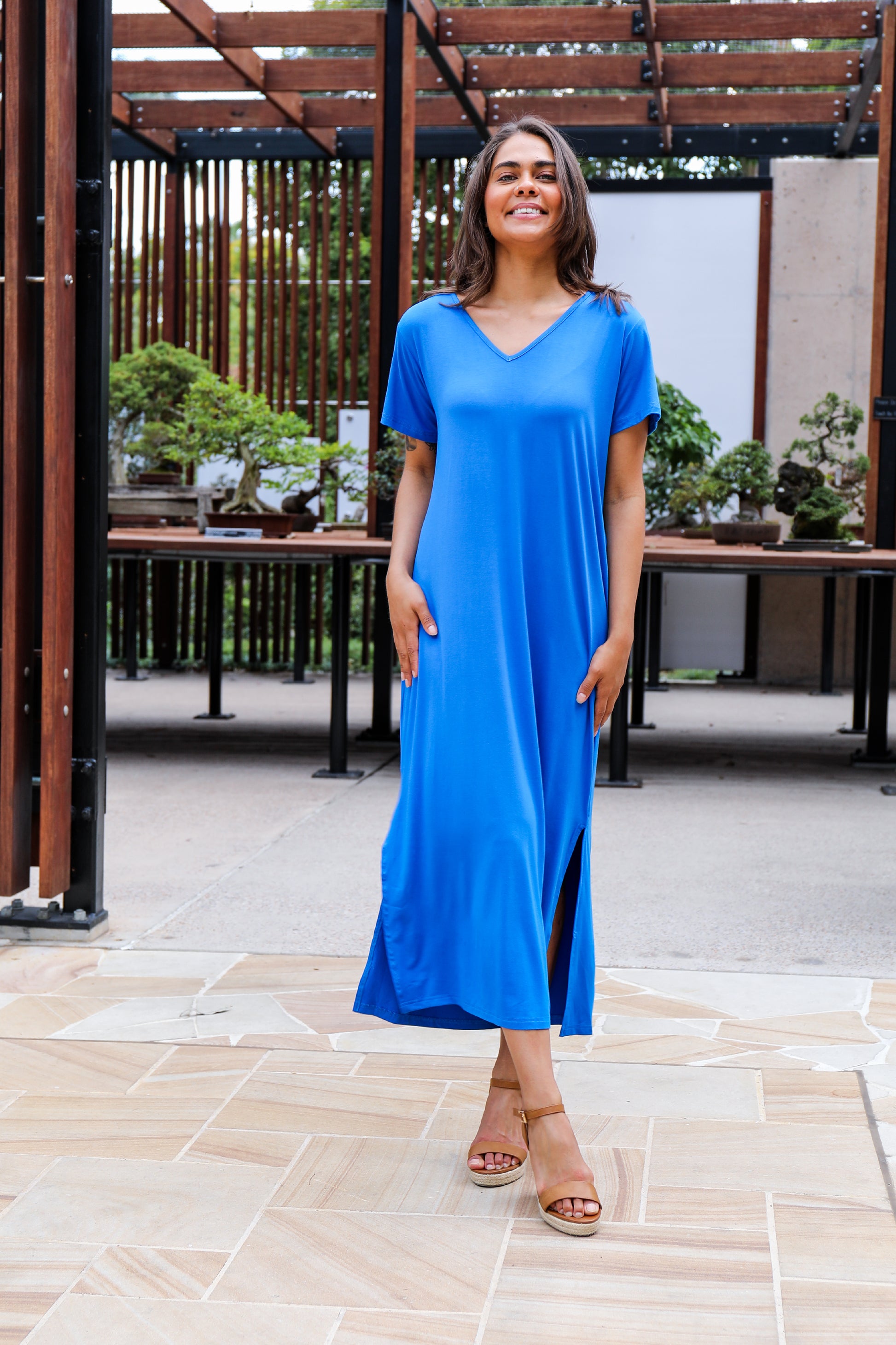 Plus-sized Dresses in Blue | PQ Collection | T-Shirt Maxi Dress