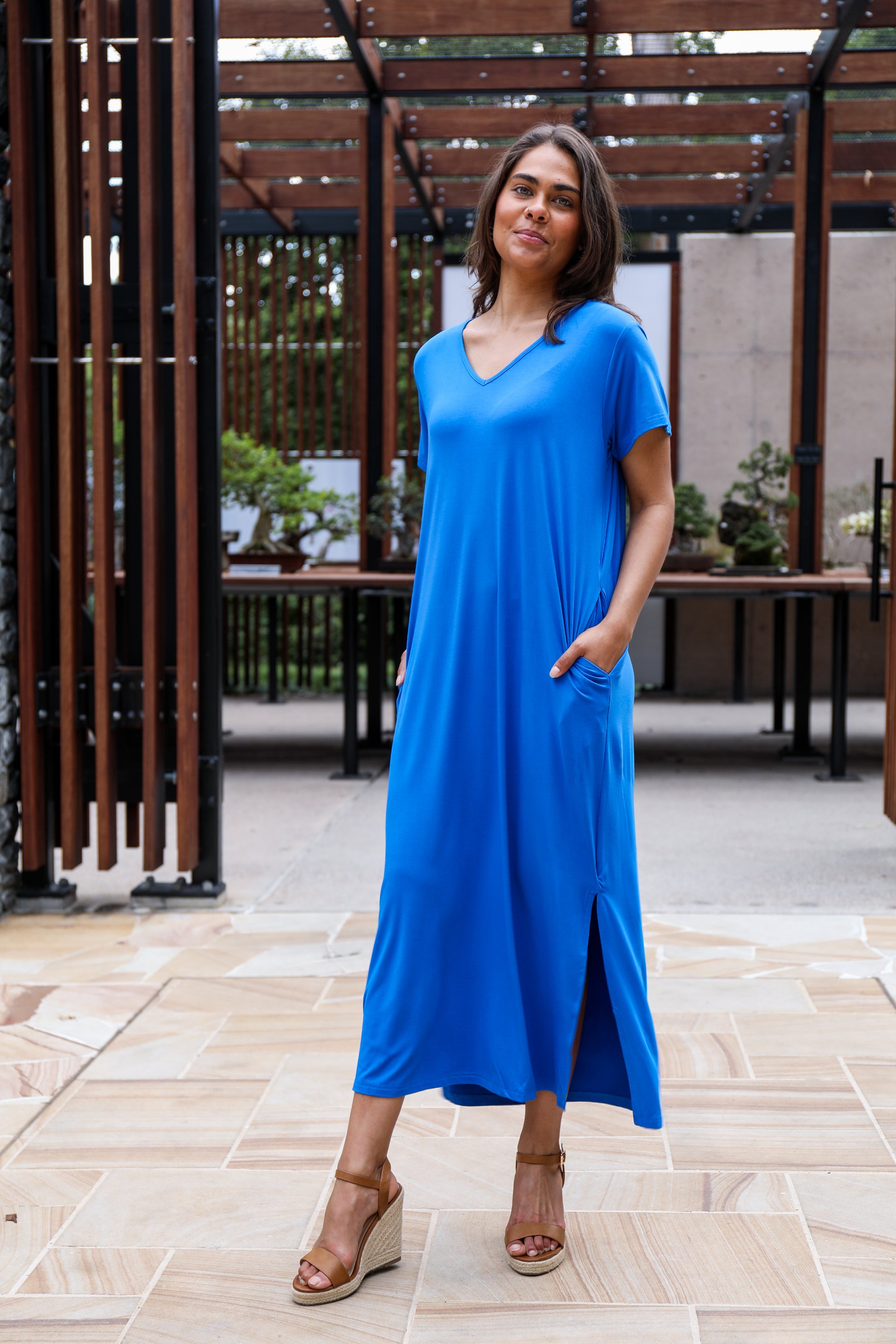 Plus-sized Dresses in Blue | PQ Collection | T-Shirt Maxi Dress