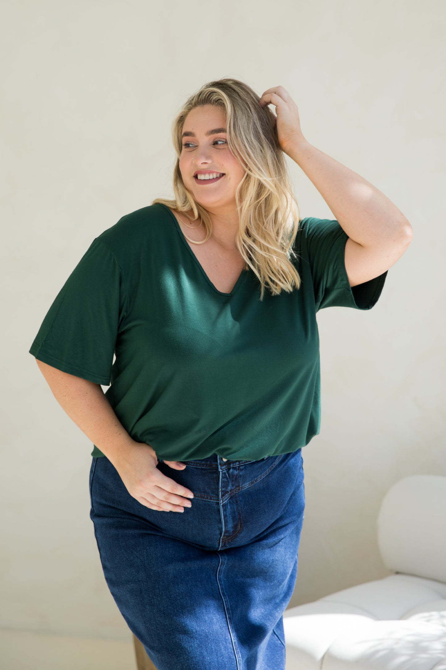 T-Shirt Top in Forest Green