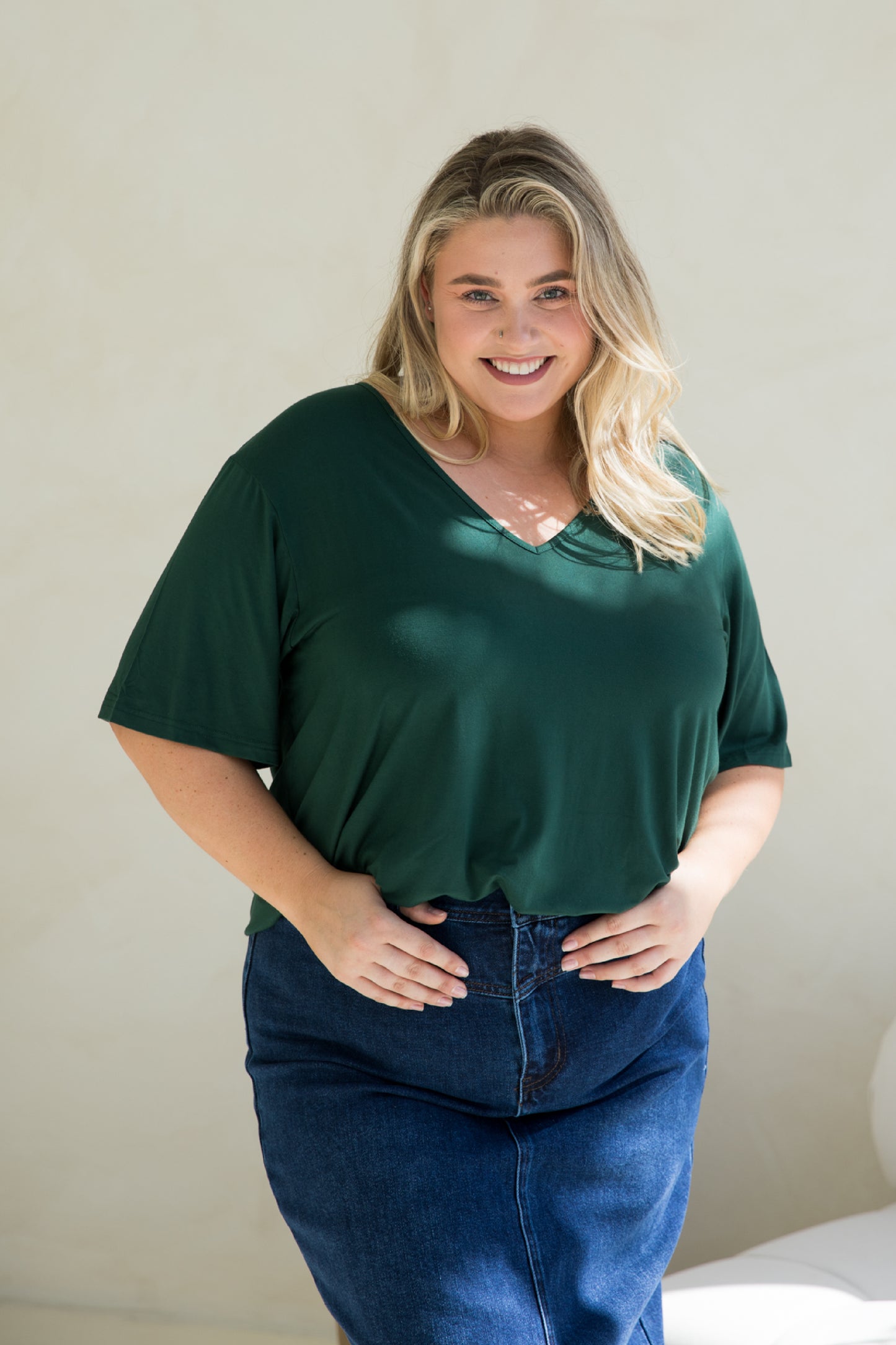 T-Shirt Top in Forest Green