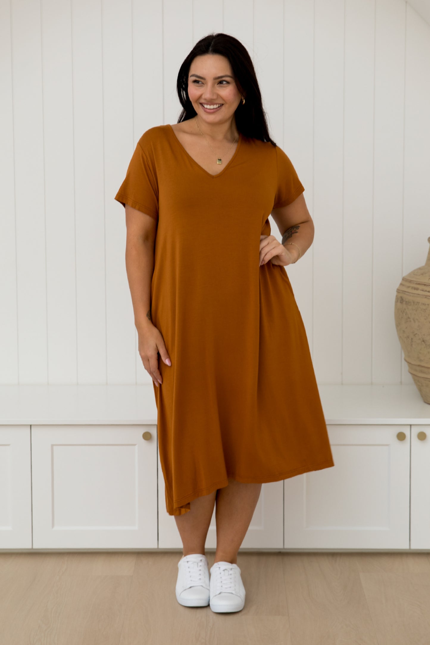 T-Shirt Dress in Butterscotch