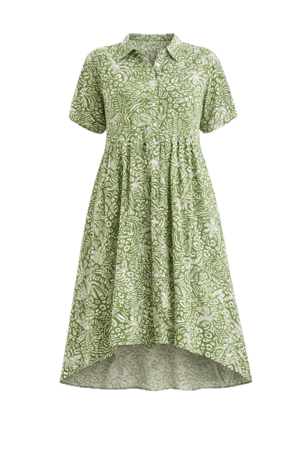 VENUS Rayon Short Sleeve Classic Length Dress | Green Palm Cove | FINAL SALE