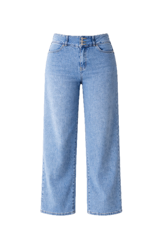 WYATT Denim Wide Leg Cropped Jean | Mid Wash | FINAL SALE