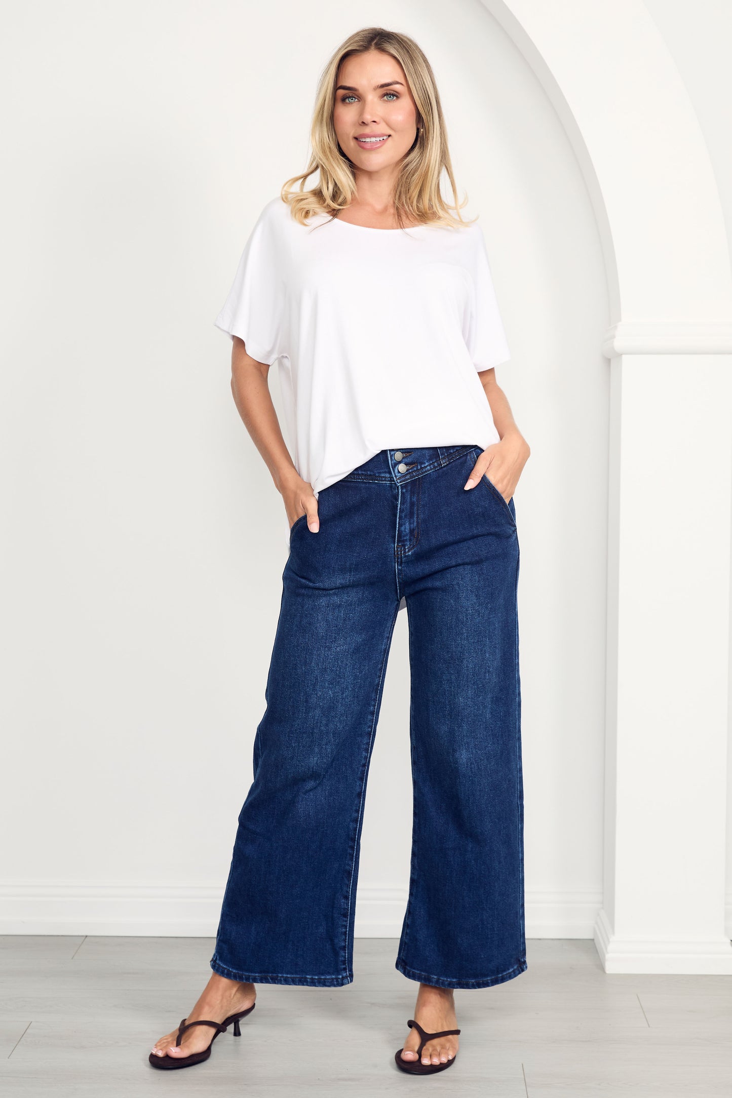 WYATT Denim Wide Leg Cropped Jean | Dark Wash | FINAL SALE