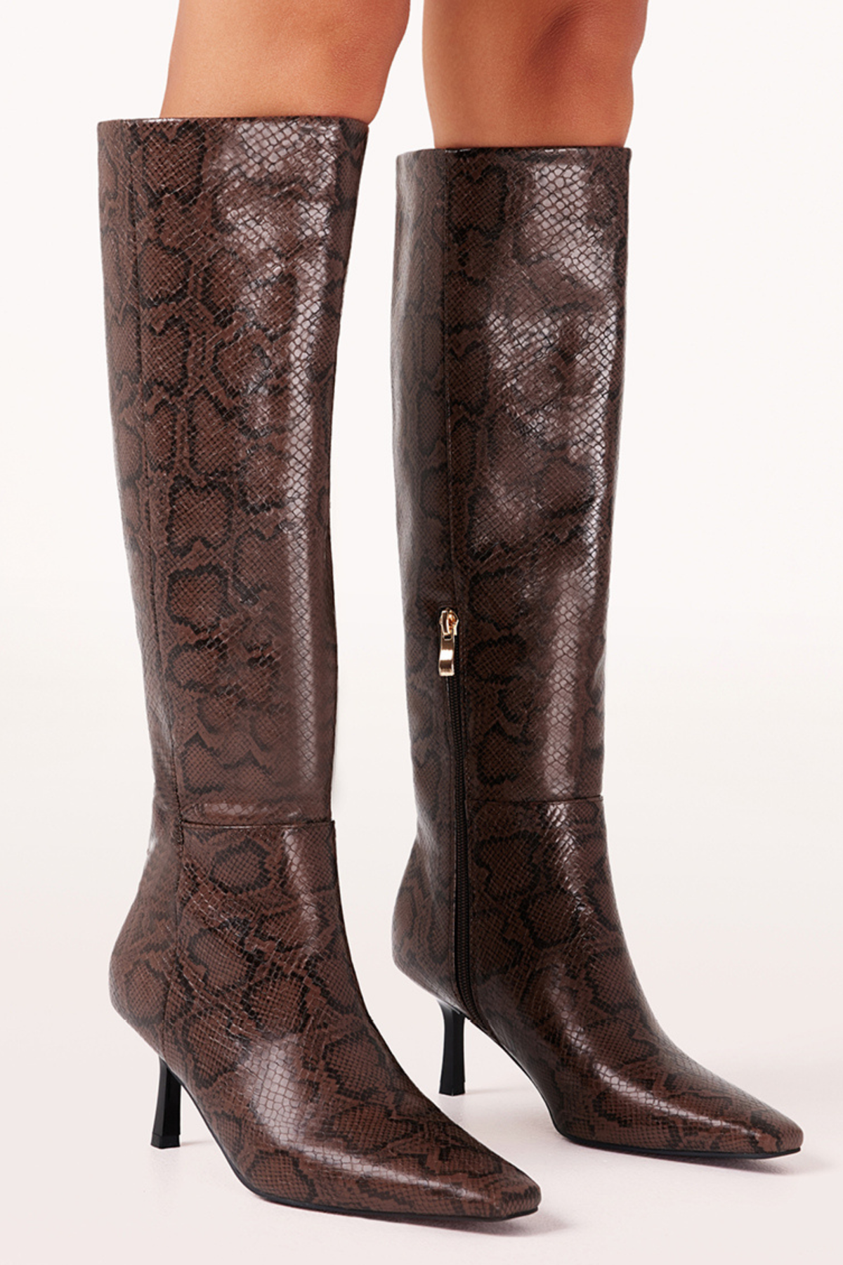 XABRINA Long Boots | Chocolate Snake