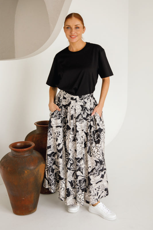 Zoe Pleated Skirt | Flora Noir