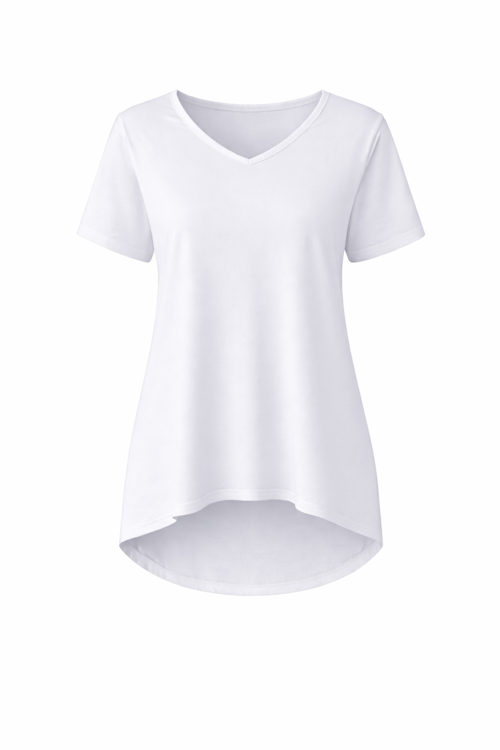 T-SHIRT Bamboo Short Sleeve Hi Lo Classic Length Top | White