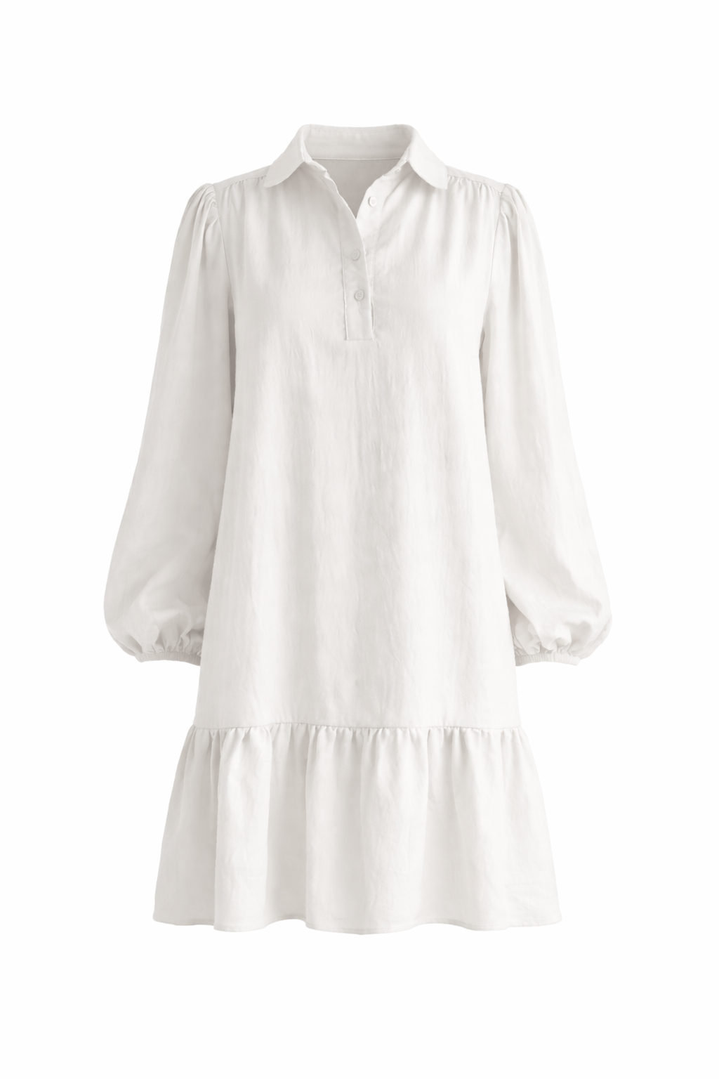 SHAE Lyocell Long Sleeve Shortline Dress | White