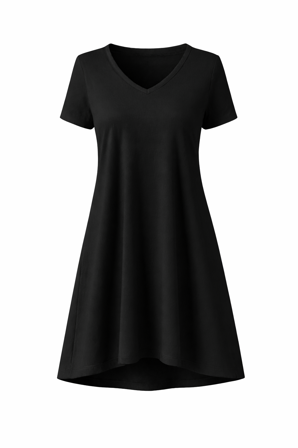 T-SHIRT Bamboo Short Sleeve Classic/Midi Dress | Black