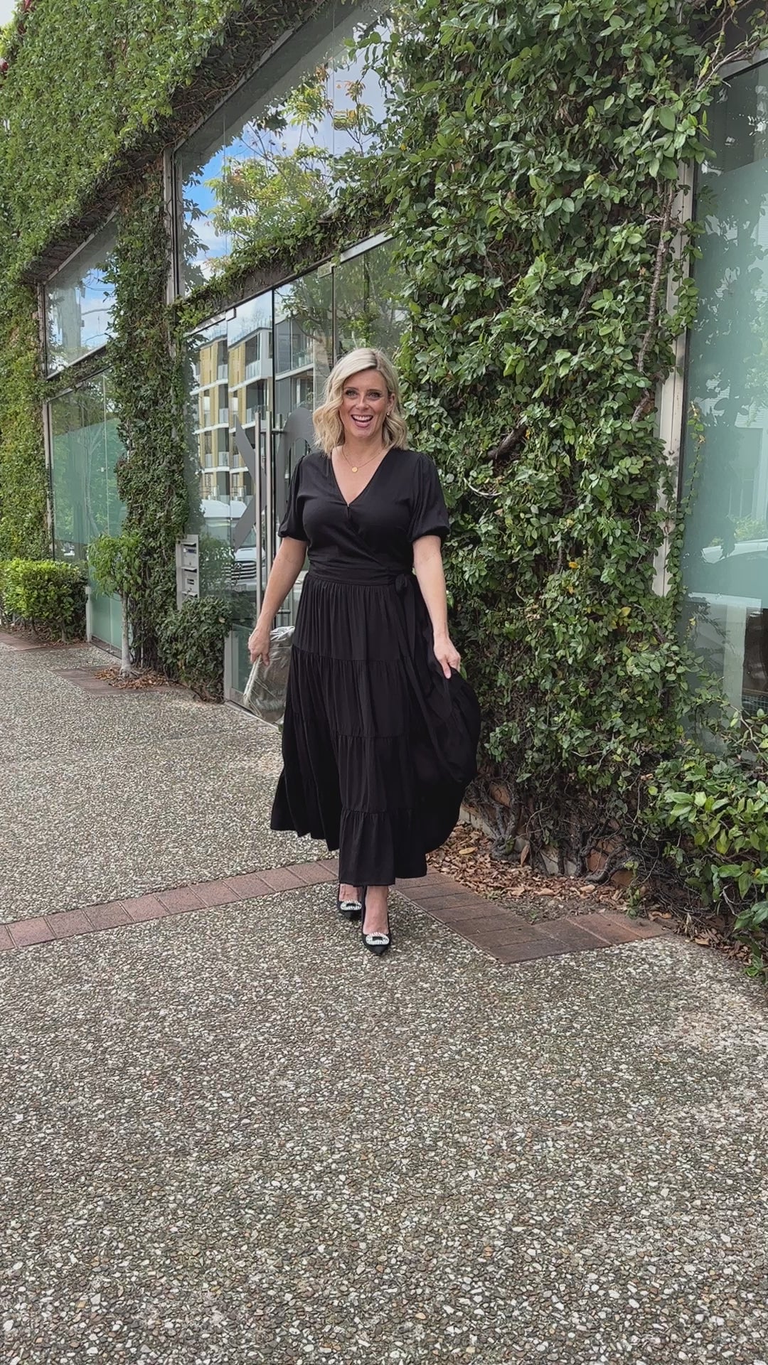 Plus-Sized Black Dresses | PQ Collection | Ruffle Wrap Dress