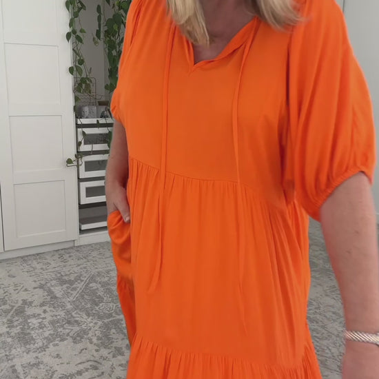 Plus-Sized Orange Dresses | PQ Collection | Roamer Midi Dress Scarlett
