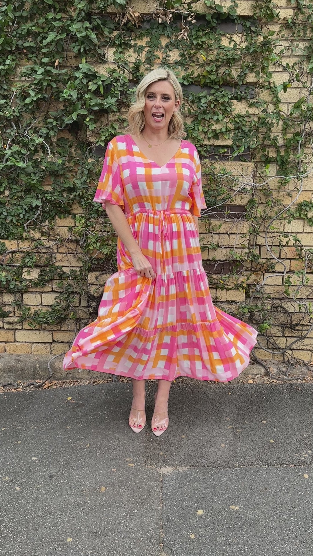 Plus-Sized Pink Orange Dresses | PQ Collection | Lili Dress in Mamba