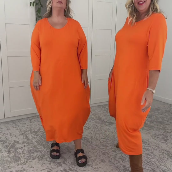 Plus-Sized Orange Dresses | PQ Collection | Alviva Dress in Scarlett