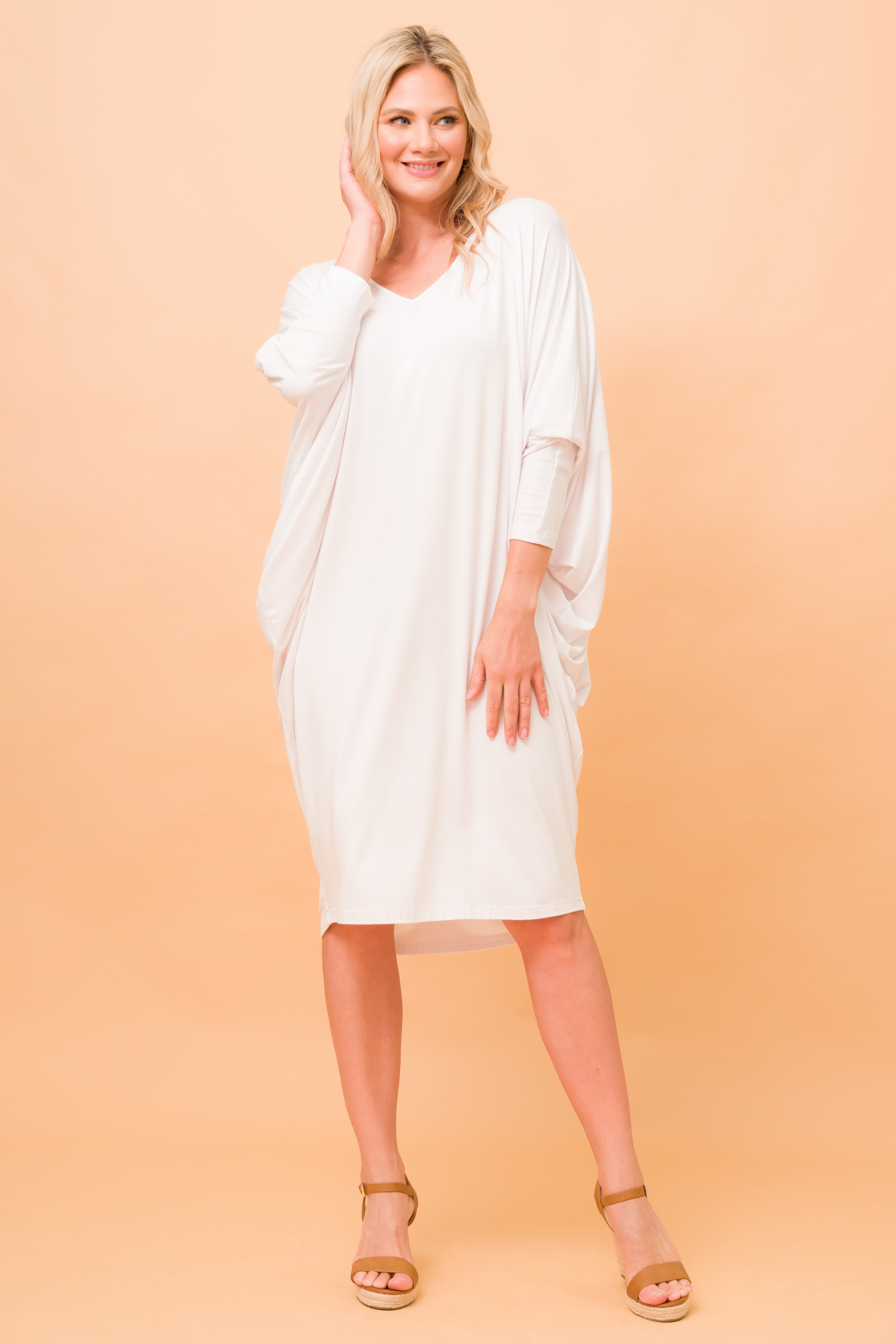 Long Sleeve Winter Miracle Dress in White