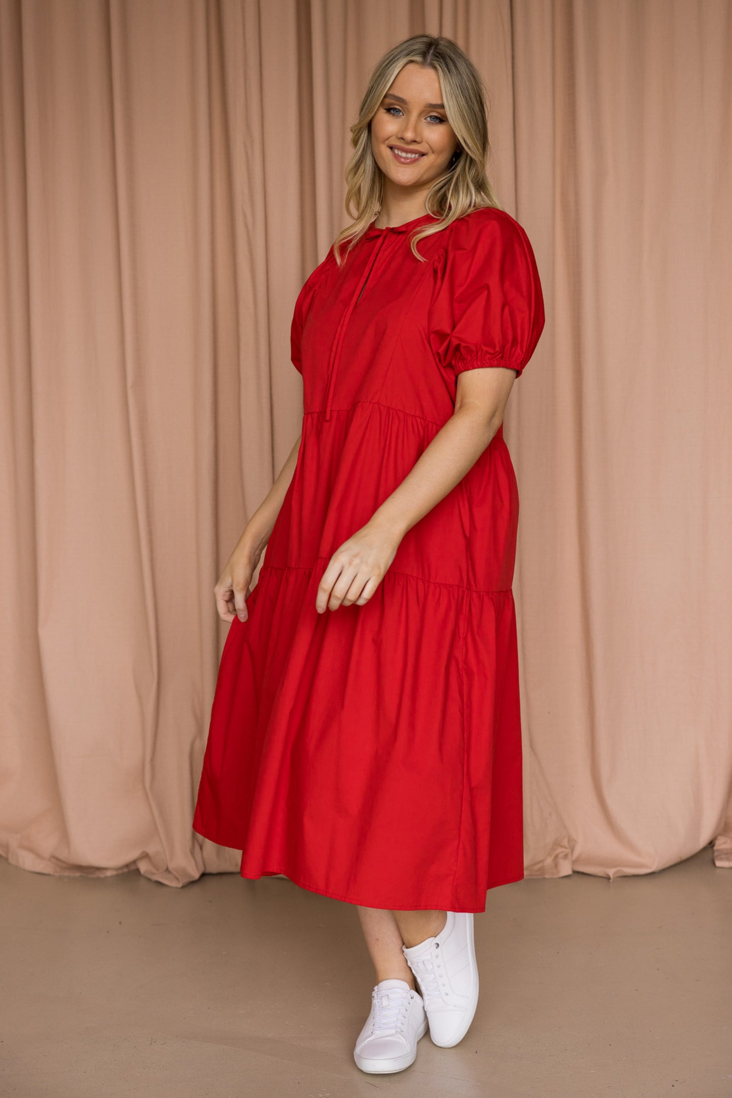 Drifter Midi Dress in Red