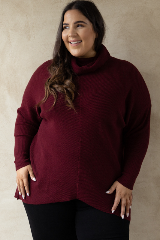 Knitted Turtleneck in Burgundy