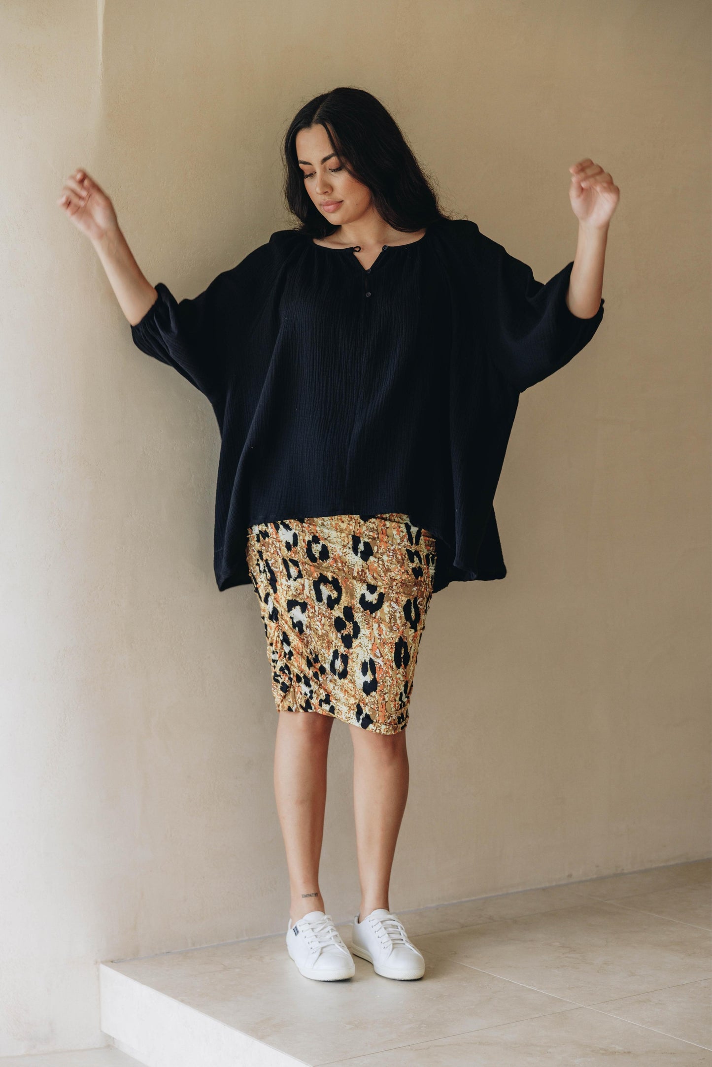 Ruche Skirt in Enchanted Leopard