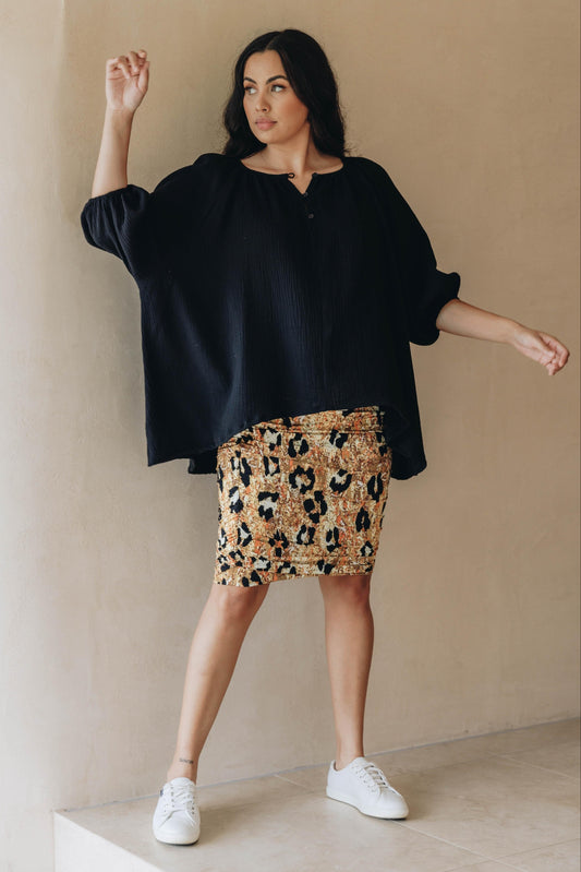 RUCHE Bamboo Classic Length Skirt | Enchanted Leopard | FINAL SALE