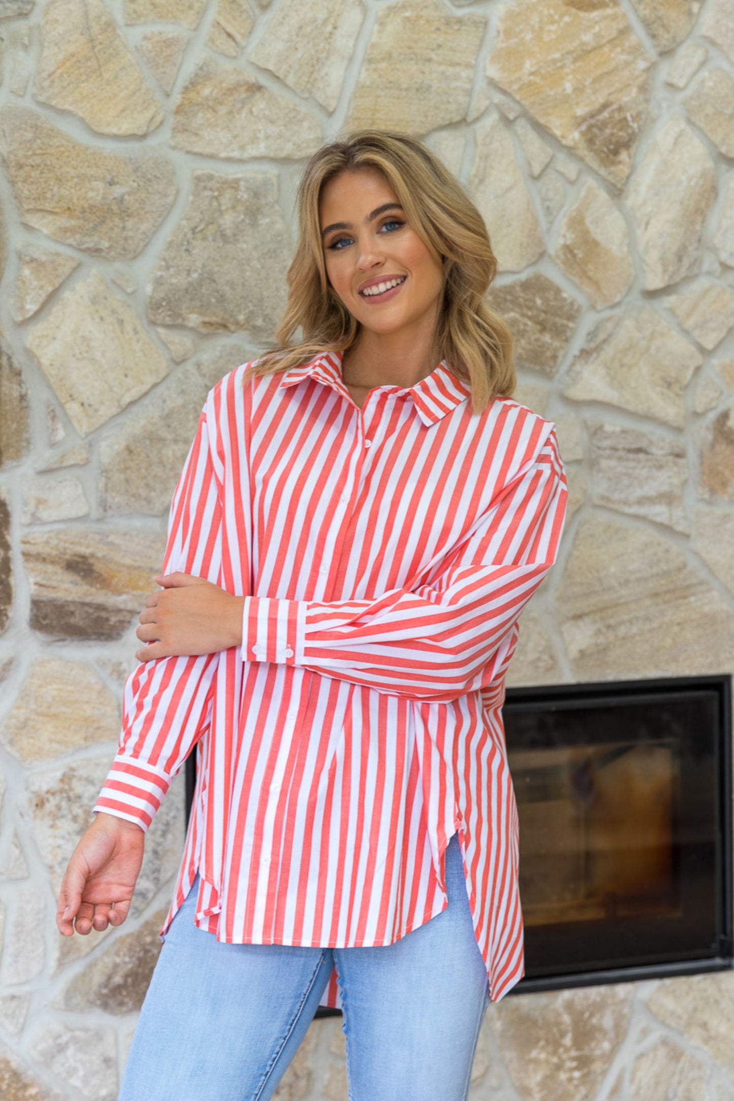 Amore Shirt in Red/White Stripe