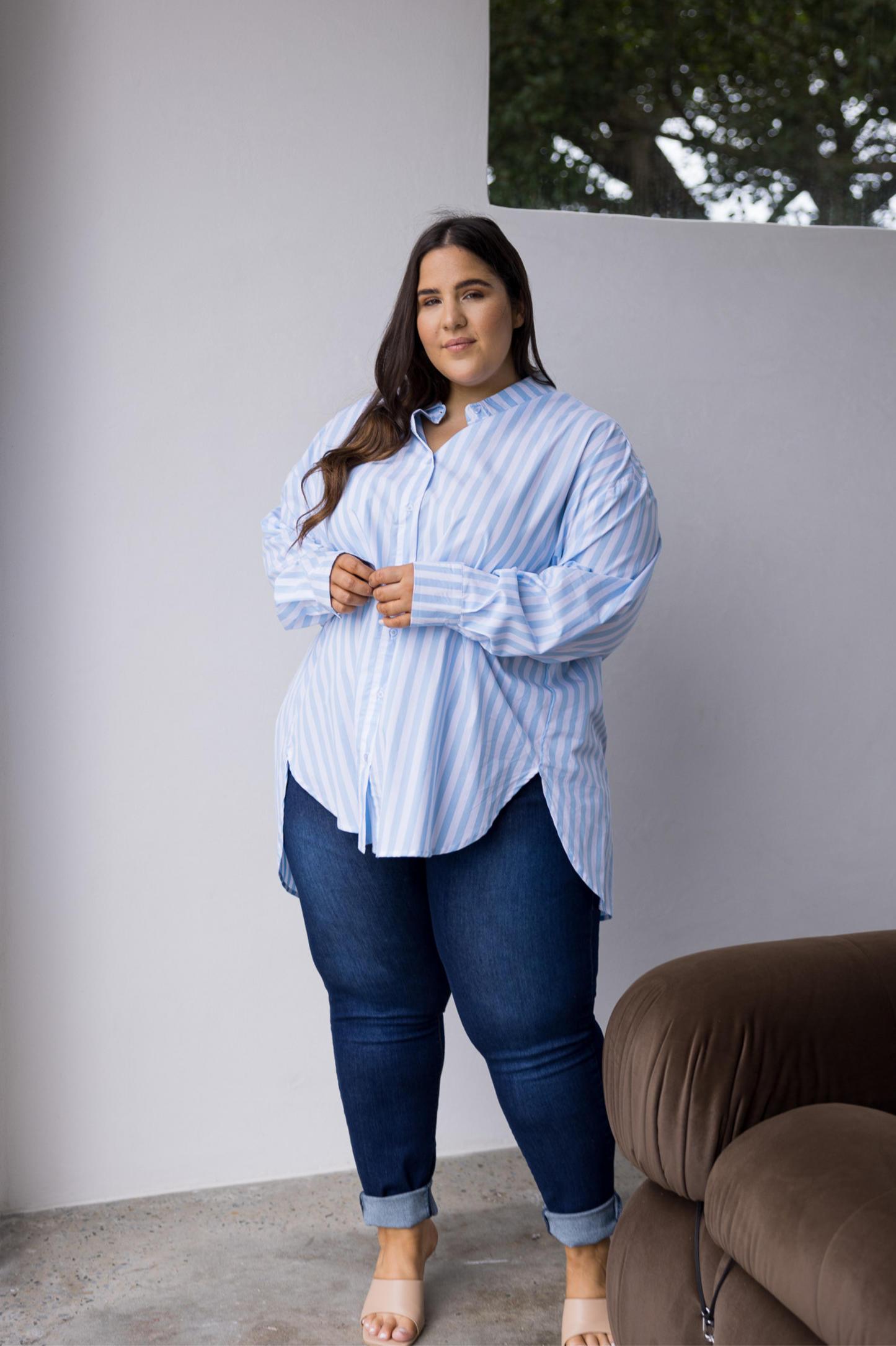 Amore Shirt in Blue/White Stripe