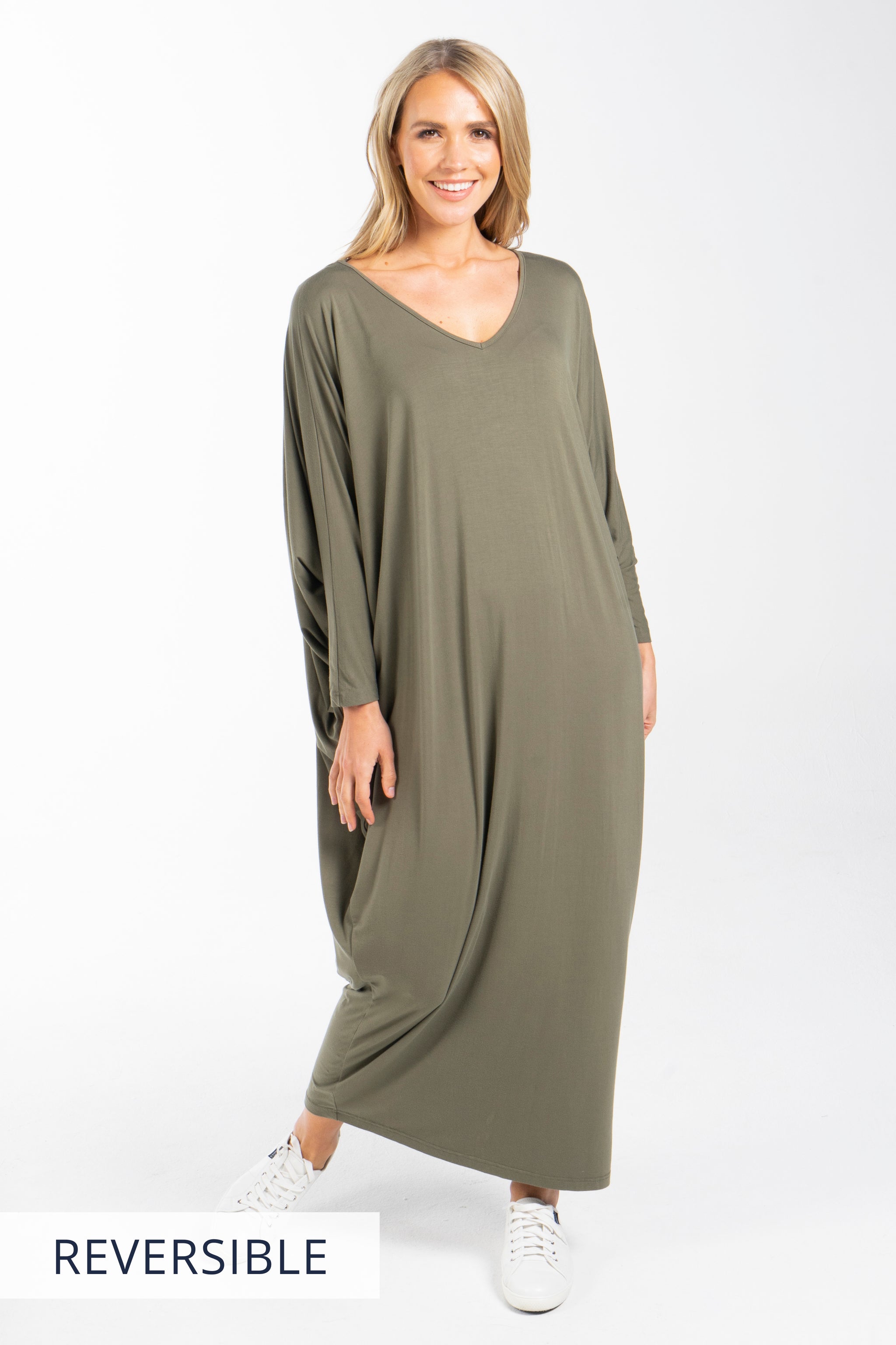 Long Sleeve Maxi Miracle Dress in Khaki – PQ Collection