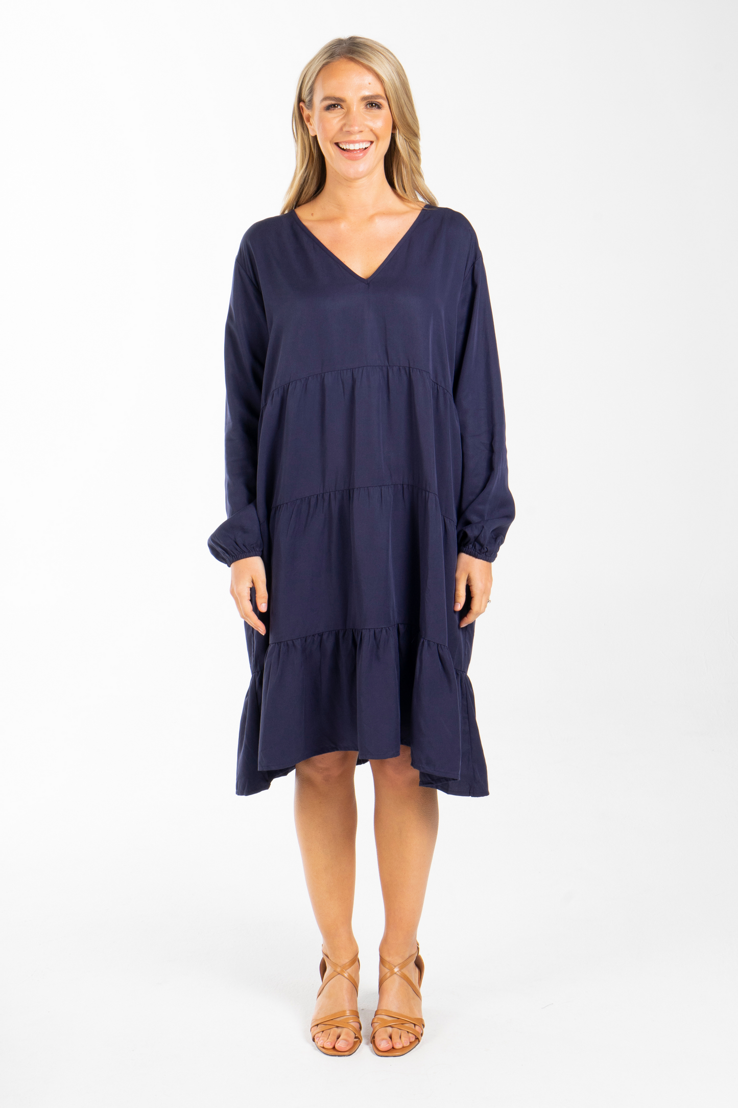 Long Sleeve Chic Dress in Navy