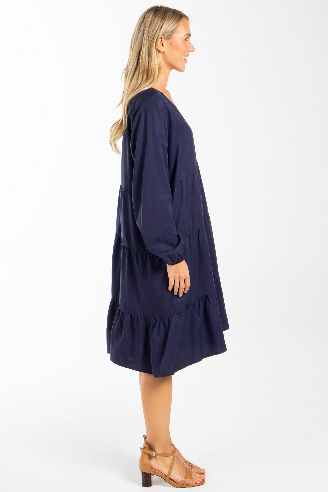 Long Sleeve Chic Dress in Navy – PQ Collection