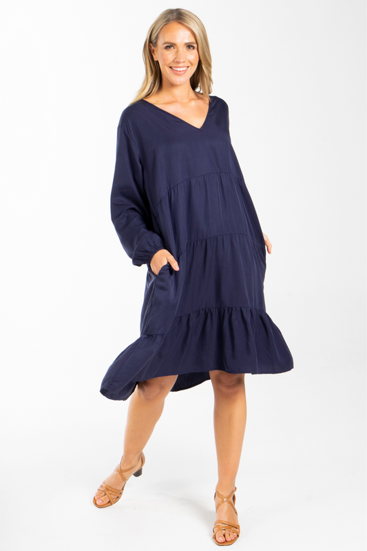 Long Sleeve Chic Dress | Navy | FINAL SALE