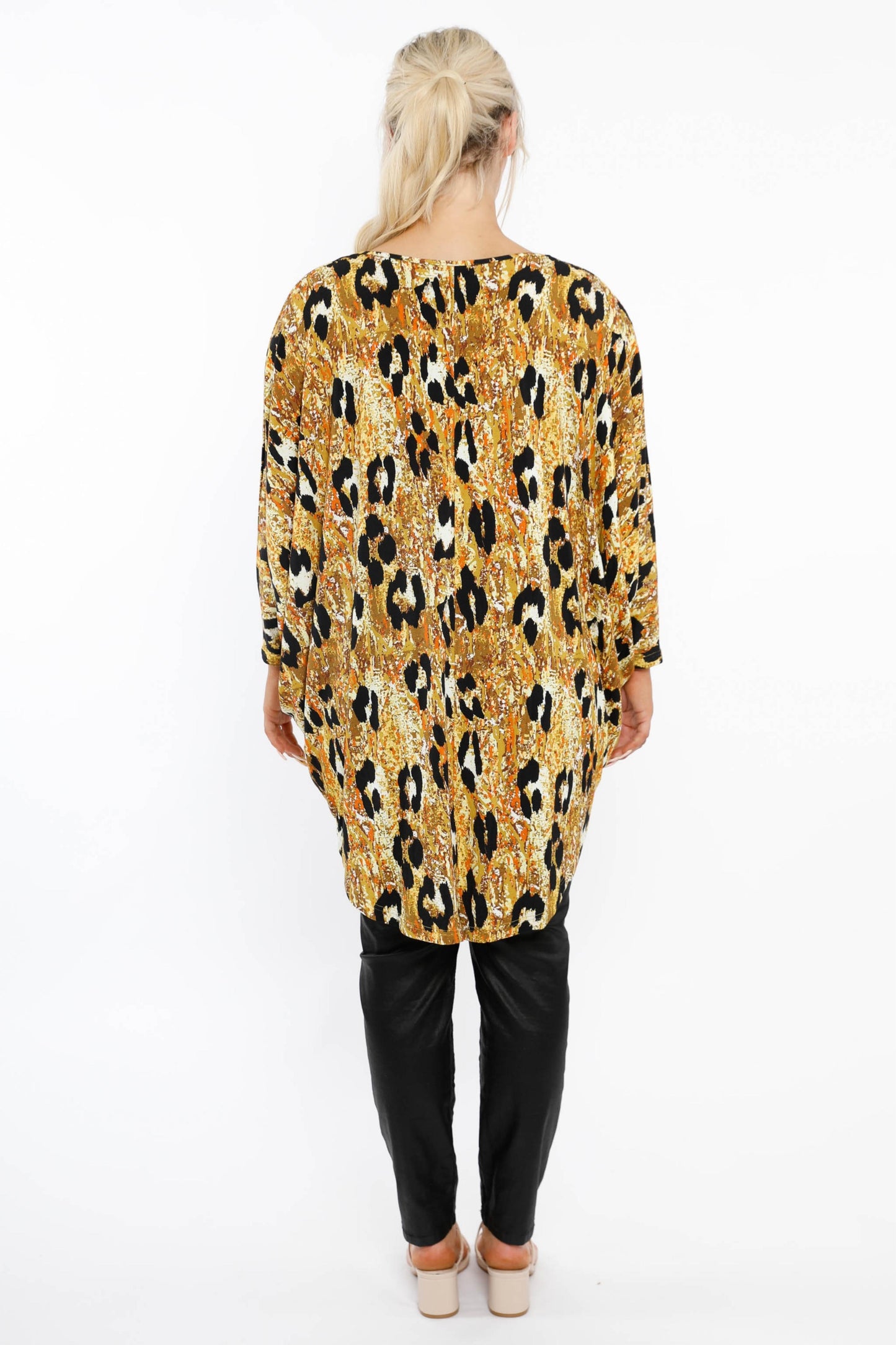Long Sleeve Hi Low Miracle Top in Enchanted Leopard