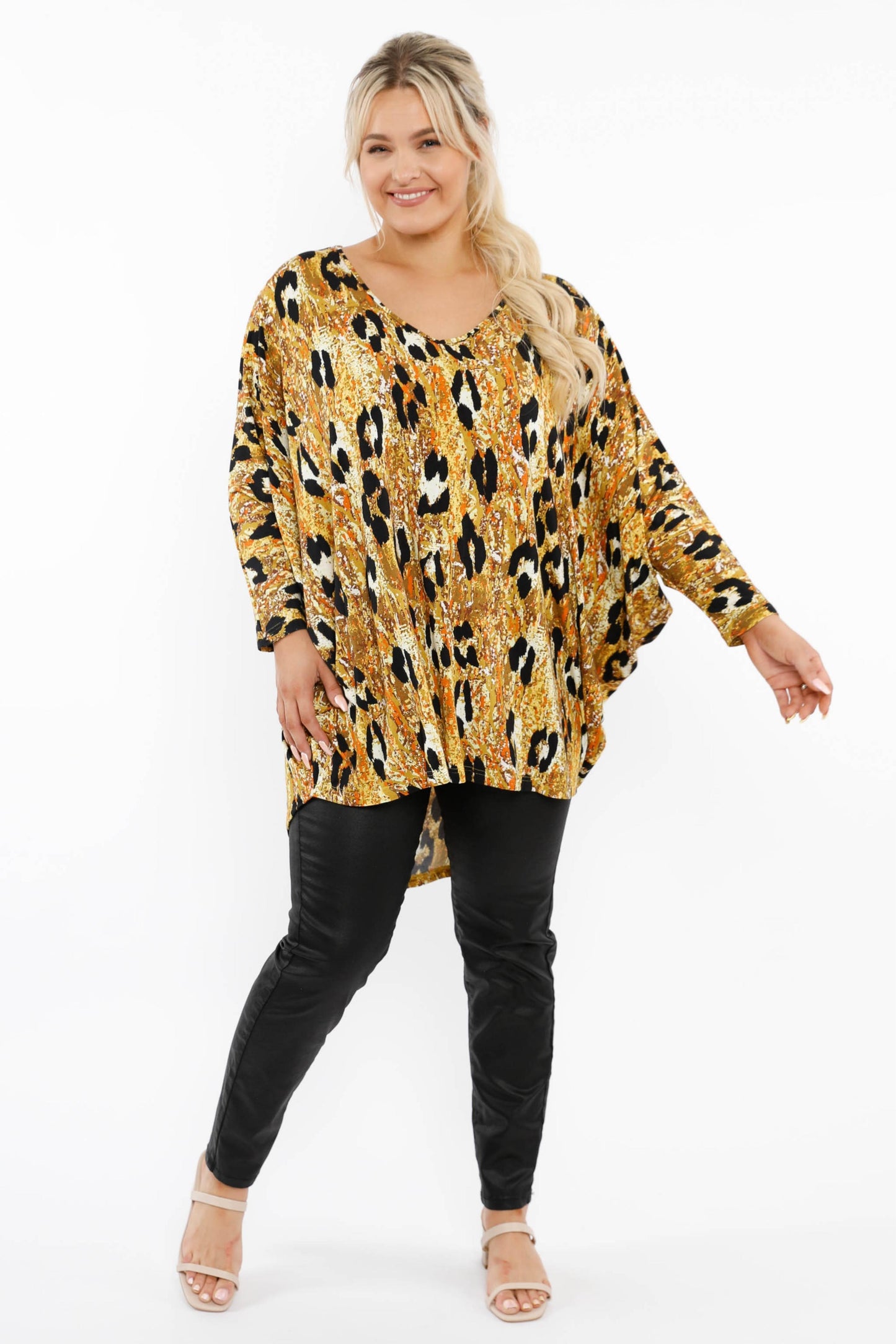 Long Sleeve Hi Low Miracle Top in Enchanted Leopard