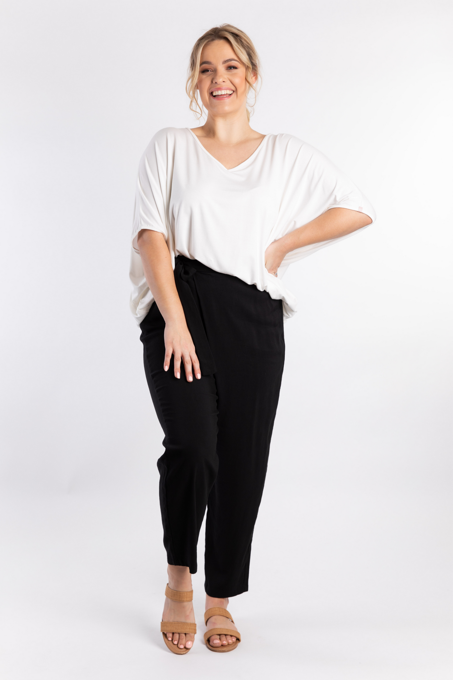 FINAL SALE Melody Pleat Pant in Black