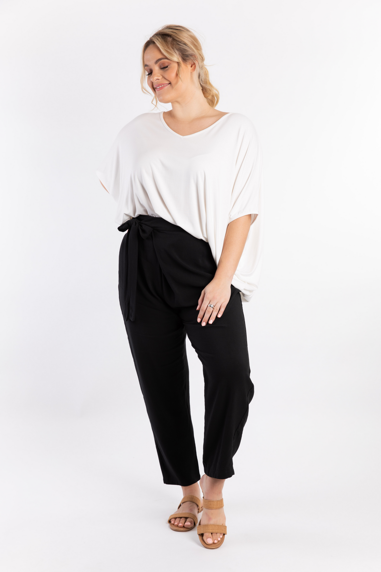 FINAL SALE Melody Pleat Pant in Black