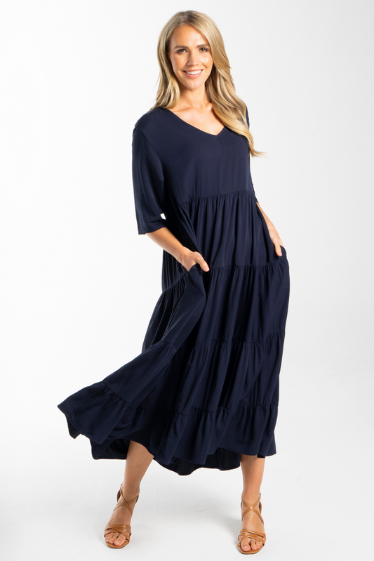 Ruffle Dress | Navy | FINAL SALE