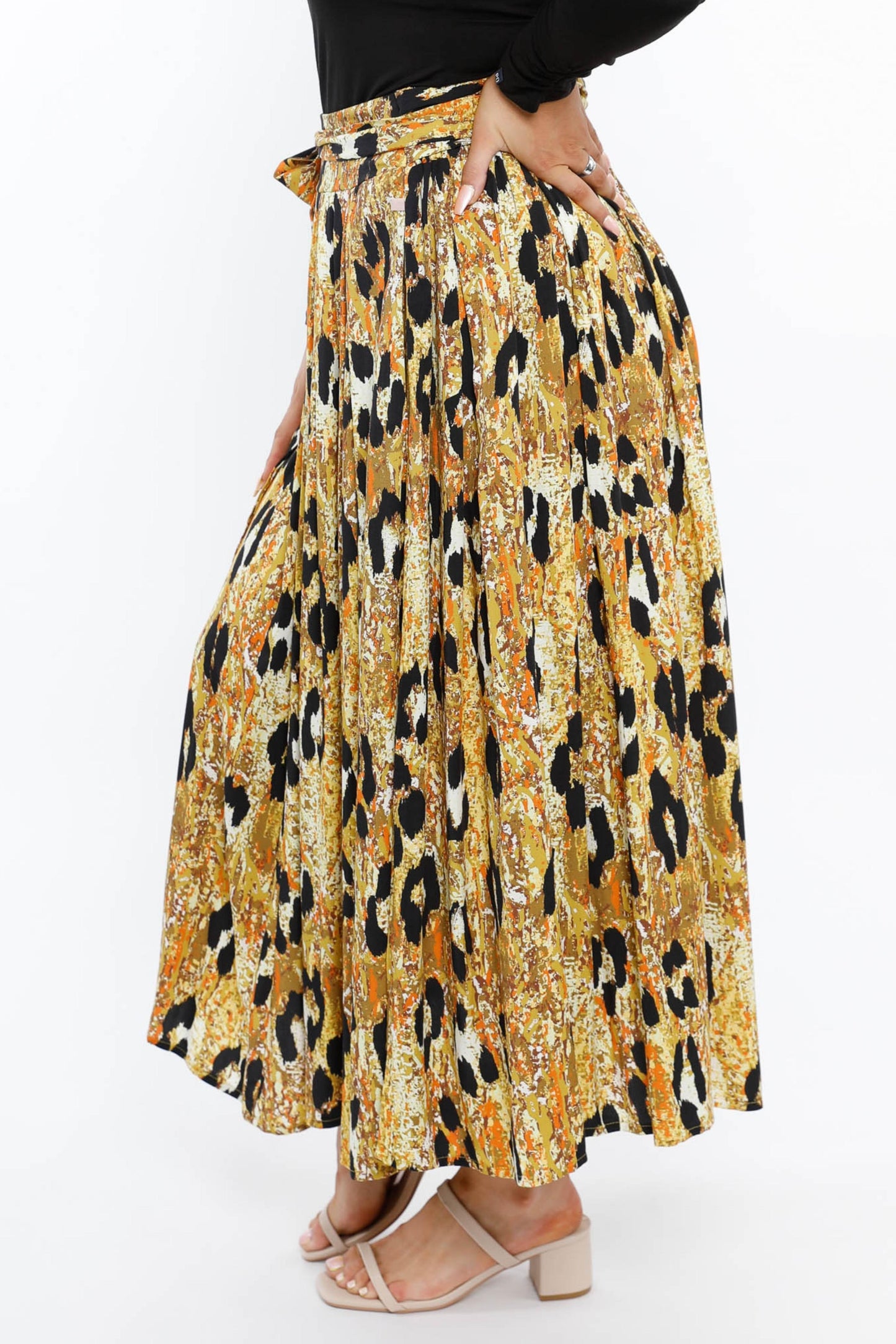 FINAL SALE Twirl Tie Skirt in Enchanted Leopard