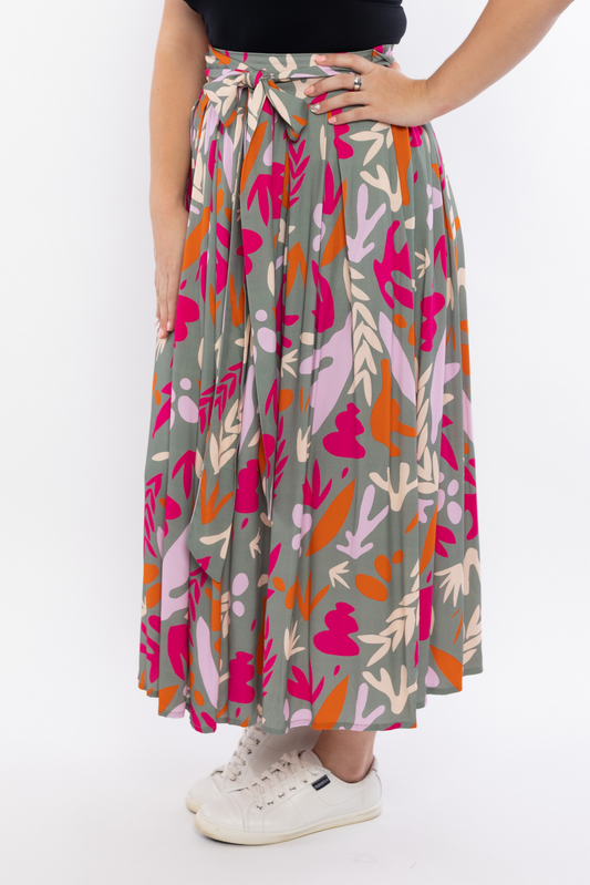 FINAL SALE Twirl Tie Skirt in Coral Cove